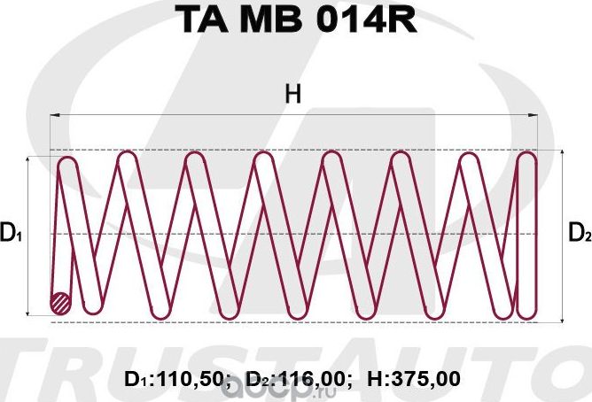Пружина подвески усиленная () (Trustauto). Артикул TAMB014R