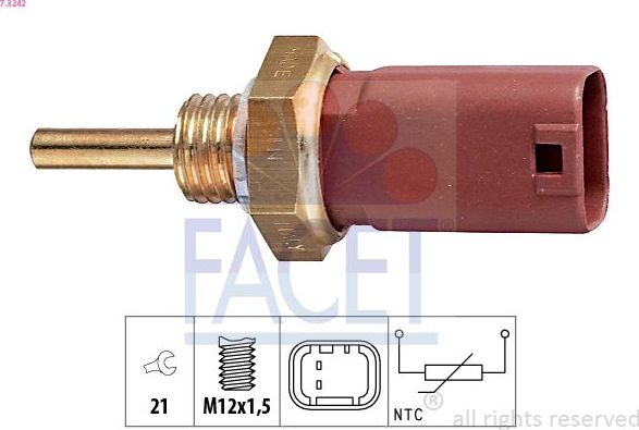 Датчик температуры охлаждающей жидкости Facet Made in Italy - OE Equivalent. Артикул 7.3242