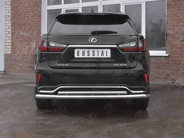 Защита RusStal заднего бампера d63 секции-d42 дуга для Lexus RX 350L (кроме F-Sport) 2018-2026. Артикул LRX3Z-003228
