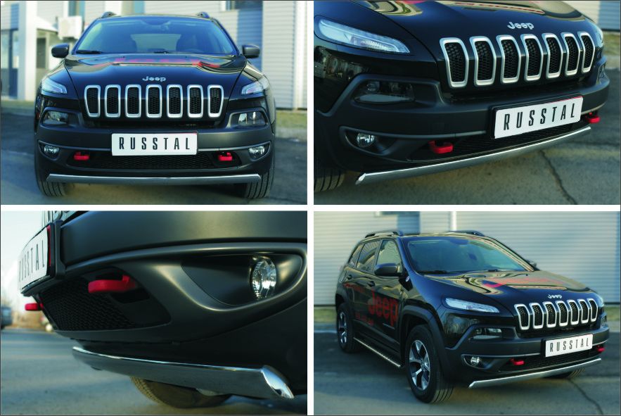 Защита RusStal переднего бампера d75х42 (дуга) d75х42 (дуга) для Jeep Cherokee KL Trailhawk 2014-2026. Артикул JCZ-001994