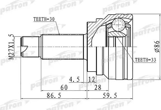 Шрус наружный (граната) Patron. Артикул PCV3006