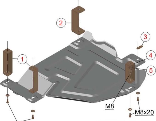 Защита алюминиевая Alfeco для топливного бака Renault Kaptur 4WD 2016-2026. Артикул ALF.18.11al