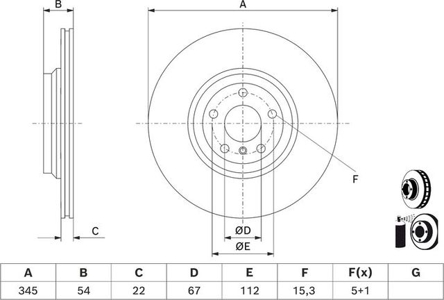 Тормозной диск Bosch задний для Mercedes-Benz GL-Класс II (X166) 2012-2015. Артикул 0 986 479 D62
