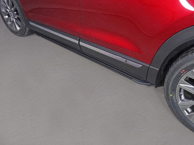 Пороги алюминиевые ТСС Slim Line Black 1920 мм для Mazda CX-9 II 2016-2026. Артикул MAZCX917-24B