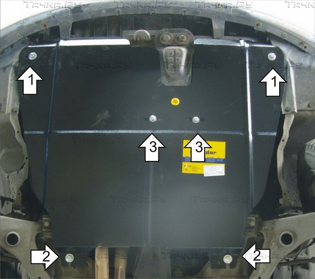 Защита Мотодор для картера, КПП Volvo S40 I 1995-2004. Артикул 02606