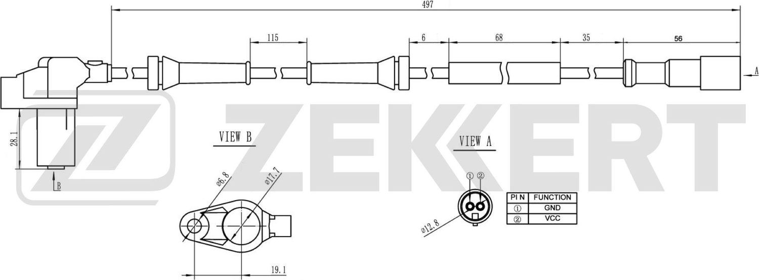 Датчик ABS Zekkert. Артикул SE-6169
