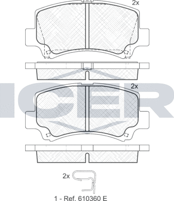 Тормозные колодки Icer передние для Suzuki Wagon R+ I 1998-2000. Артикул 181589