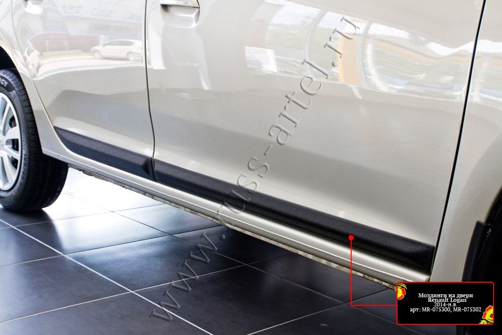 Молдинг Русская Артель (передний правый) на двери Renault Logan II 2018-2026. Артикул MR-075320