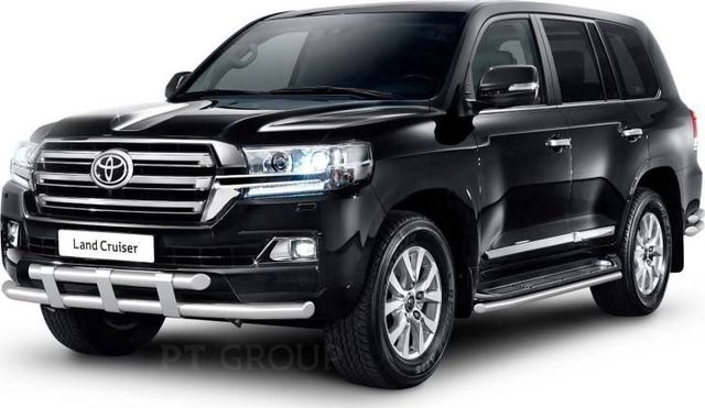 Защита PT Group переднего бампера двойная с пластинами d63/63 (НПС) для Toyota Land Cruiser 200 рестайлинг 2015-2021. Артикул TLC220203