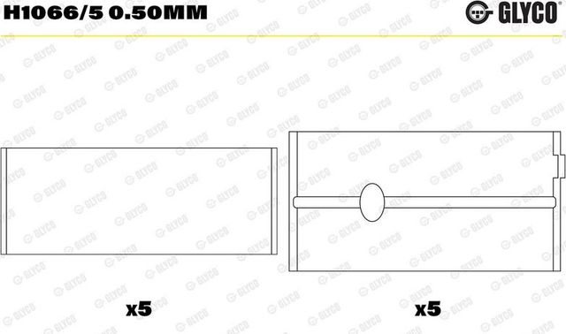 Вкладыши коренные Glyco для Citroen C2 2003-2009. Артикул H1066/5 0.50mm