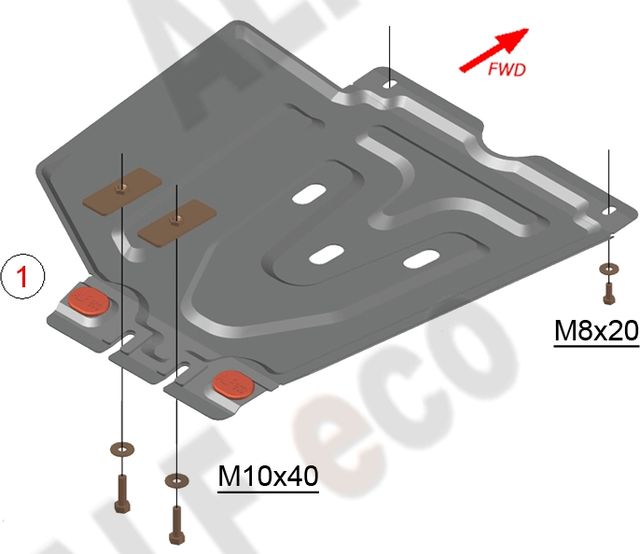 Защита алюминиевая Alfeco для КПП Toyota Hilux VII 2006-2015. Артикул ALF.24.92 AL4