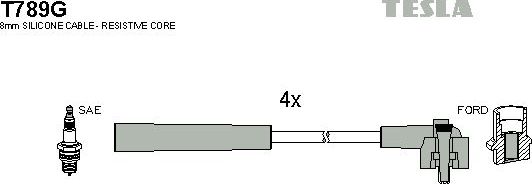 Высоковольтные провода (провода зажигания) (комплект) Tesla. Артикул T789G