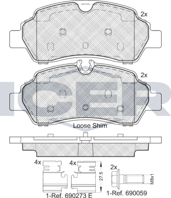 Тормозные колодки Icer задние для Ford Transit VIII 2013-2026. Артикул 142224