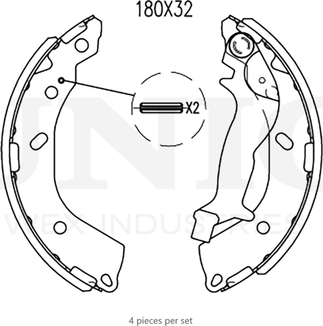 Колодки тормозные барабанные, комплект (Unio). Артикул BRP-10025