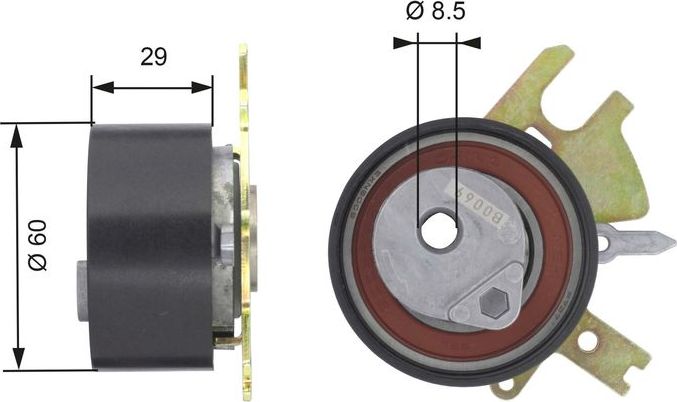 Натяжной ролик (натяжитель) ремня ГРМ Gates PowerGrip®. Артикул T43089