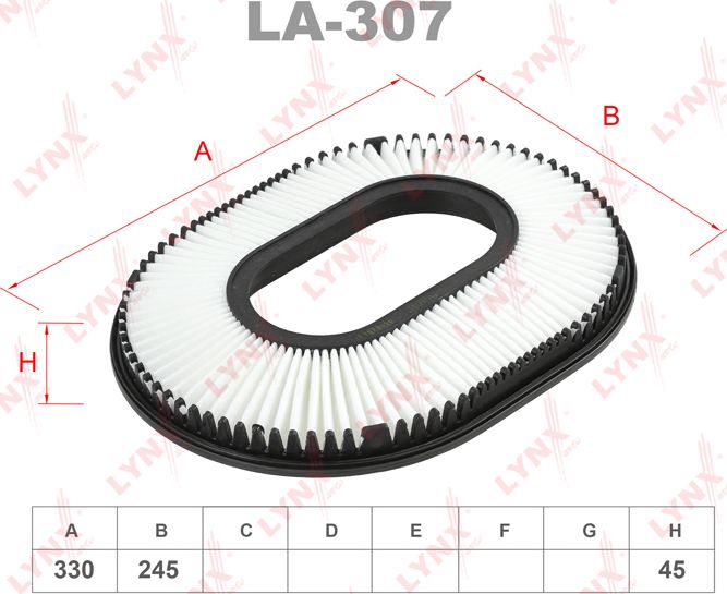Воздушный фильтр LYNXauto. Артикул LA-307