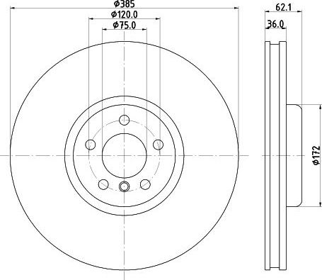 Тормозной диск Hella Pagid Pro High Carbon передний левый для BMW X6 II (F16) 2014-2019. Артикул 8DD 355 132-981