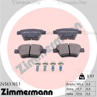 Тормозные колодки Zimmermann задние для SEAT Altea I 2007-2015. Артикул 24563.165.1