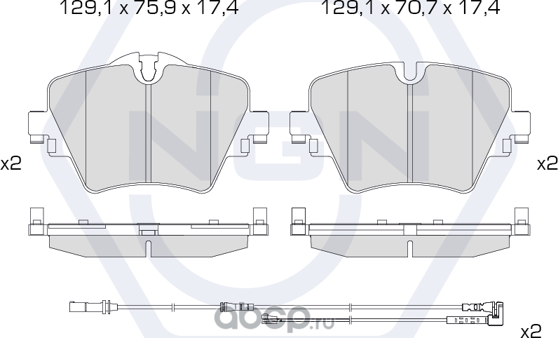 Колодки тормозные керамические, передние (NGN). Артикул 3502247