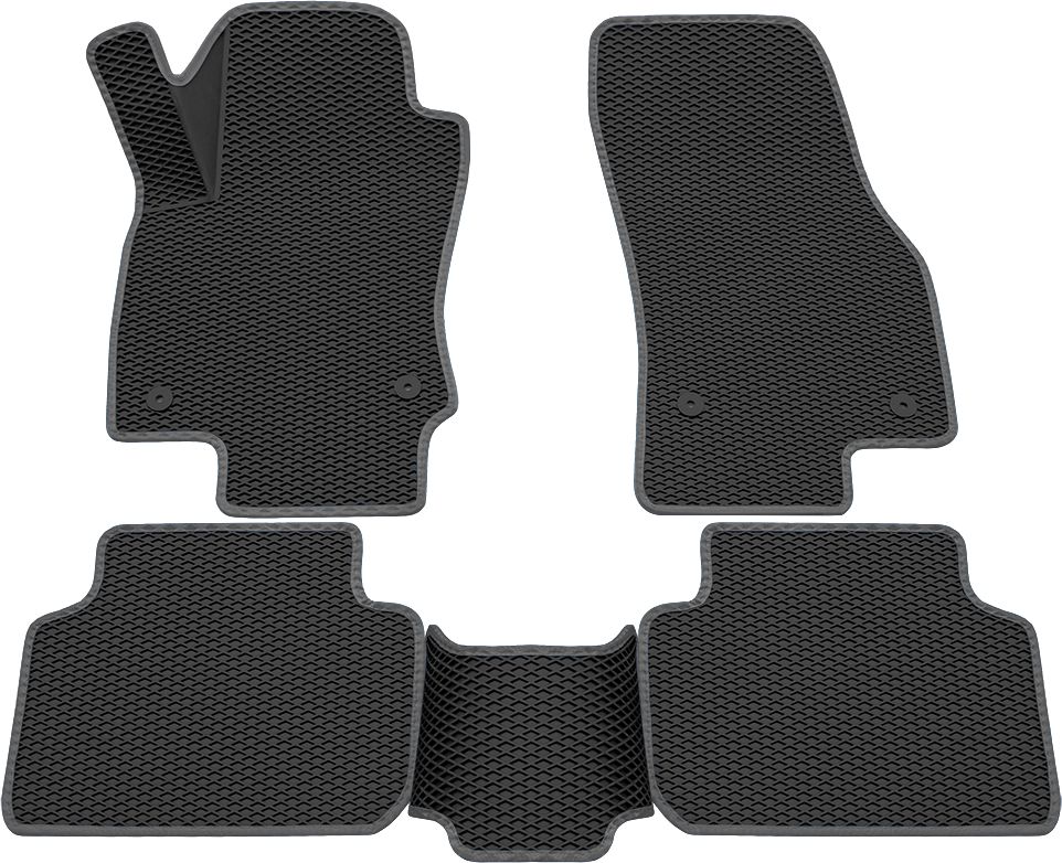 Коврики Rezkon 3D EVA Ромб резиновые для салона Volkswagen Tiguan II 2016-2026 Серый кант. Артикул 9235025202