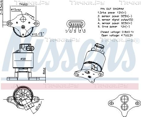Клапан EGR (рециркуляции выхлопных газов) Nissens (алюминий). Артикул 98360