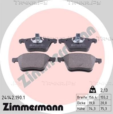 Тормозные колодки Zimmermann передние для Ford S-MAX I 2006-2014. Артикул 24142.190.1