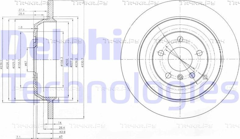 Тормозной диск Delphi задний для Mercedes-Benz M-Класс II (W164) 2005-2011. Артикул BG4031