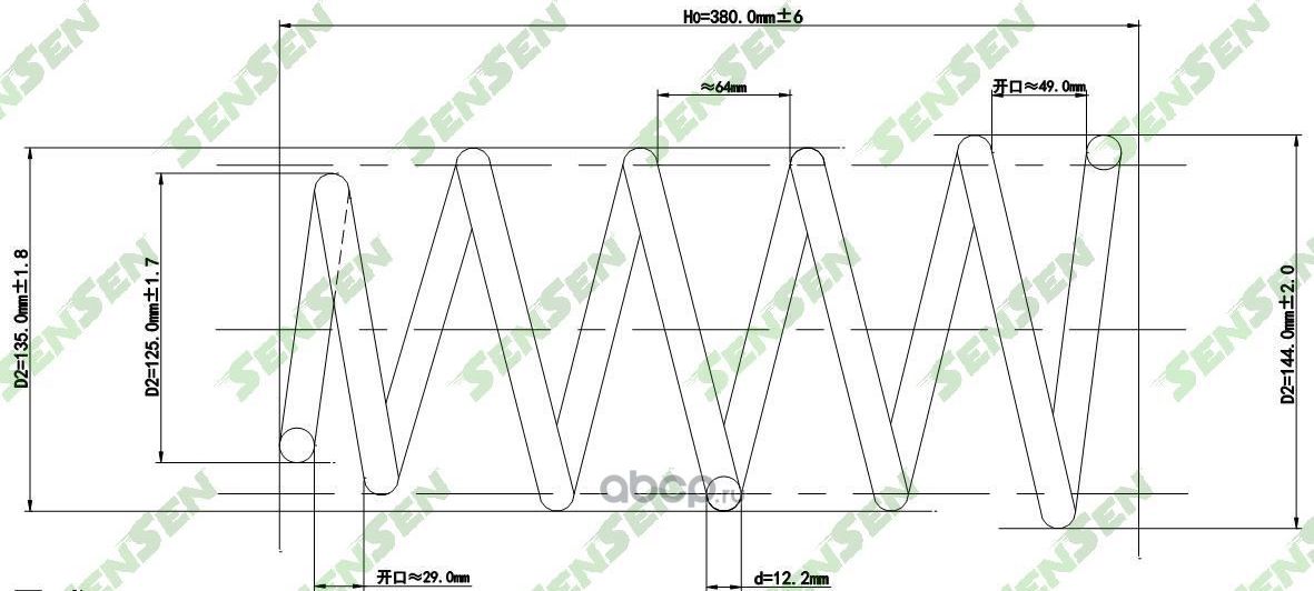 SCP10095 Пружина подвески передней Dacia Duster, Renault Duster 1.6 16V 4X4 10 (Sensen). Артикул SCP10095