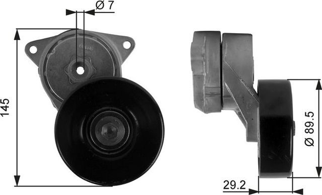Натяжной ролик (натяжитель) приводного клинового зубчатого ремня Gates DriveAlign® для Honda Accord VI 1998-2003. Артикул T38169