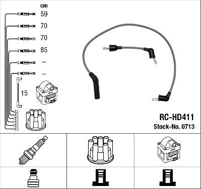 Высоковольтные провода (провода зажигания) (комплект) NGK. Артикул 0713