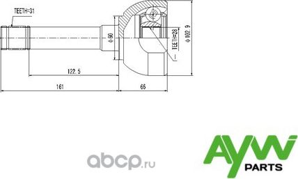 Шрус Внешний NISSAN Patrol 2.8TD-3.0D 97 (Aywiparts). Артикул AW1510042