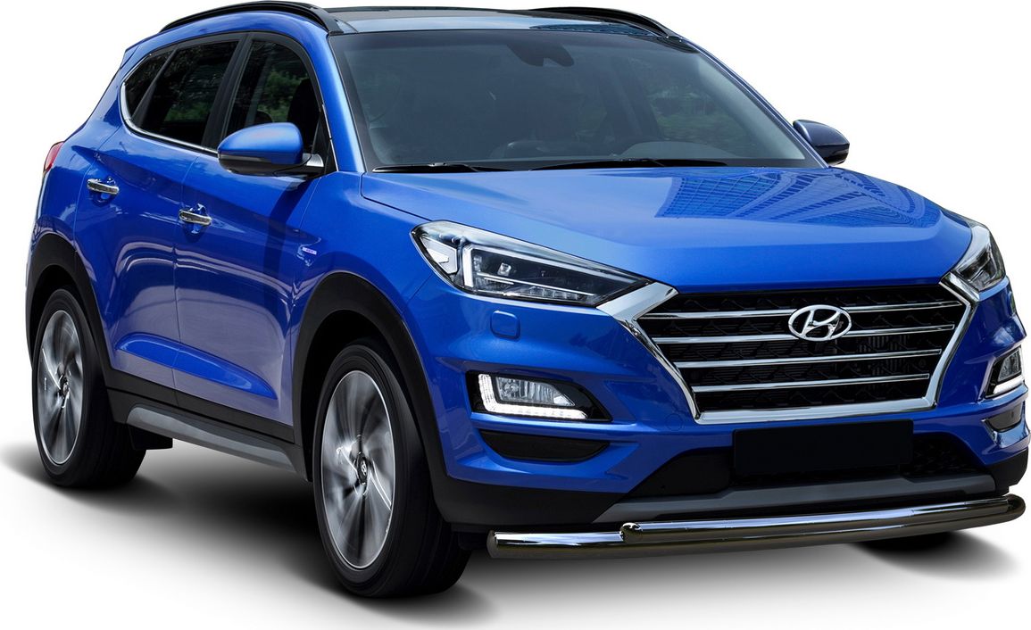 Защита Rival переднего бампера d57+d42 для Hyundai Tucson III рестайлинг 2018-2026. Артикул R.2311.001