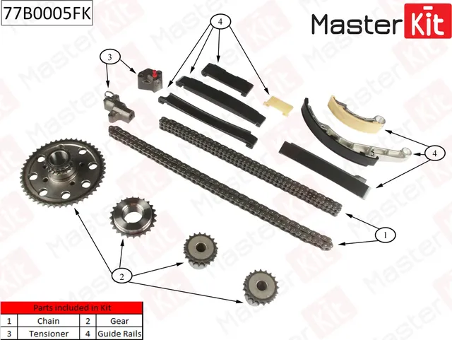 77B0005FK Комплект цепи ГРМ NISSAN Navara III 2.5 dCi YD25DDTI 4WD 04- (Master KIT) Master KIT. Артикул 77b0005fk