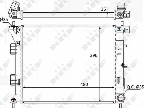 Радиатор охлаждения двигателя NRF (алюминий). Артикул 58522