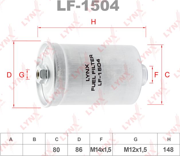 Топливный фильтр LYNXauto. Артикул LF-1504