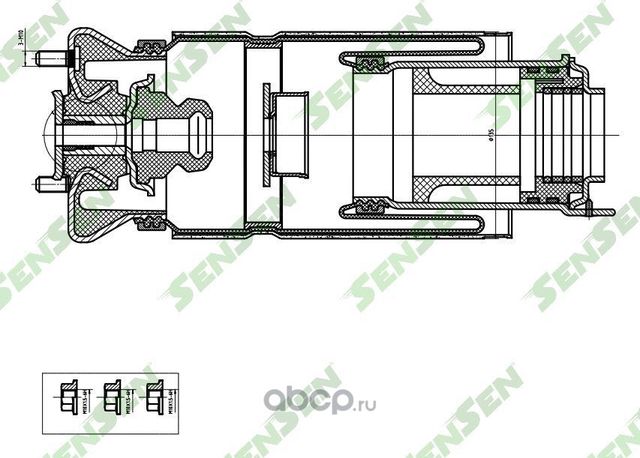 SAR052 Пневмобаллон подвески передний LAND ROVER DISCOVERY III (04-09), RANGE RO (Sensen) Sensen. Артикул SAR052