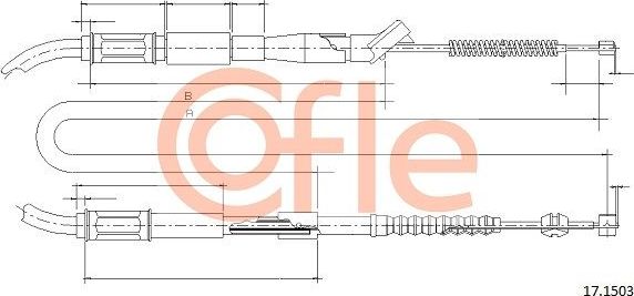 Трос ручника (тросик ручного тормоза) Cofle задний правый для Toyota Camry 10 (V10, XV10) 1991-1996. Артикул 92.17.1503