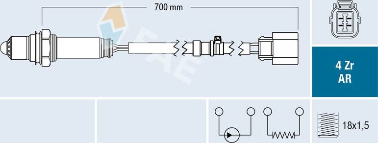 Лямбда-зонд (кислородный датчик) FAE. Артикул 75609