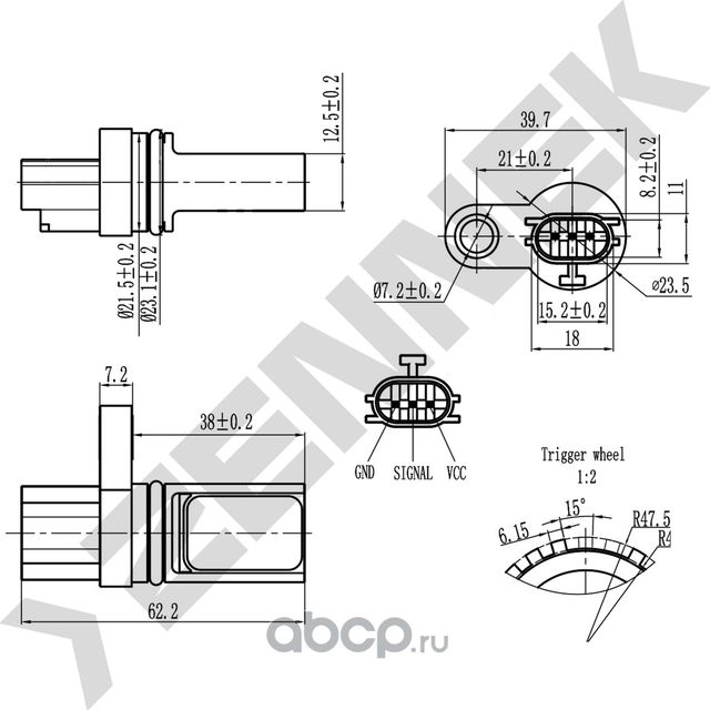 Датчик положения распредвала NISSAN 350 Z, INFINITI FX 1.0-3.5 03 (Zennek). Артикул DCS0326
