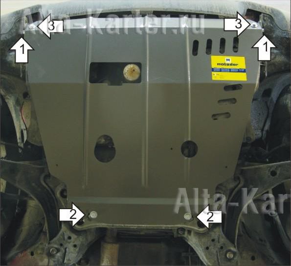Защита Мотодор для картера, КПП Ford Maverick II 2001-2006. Артикул 00738