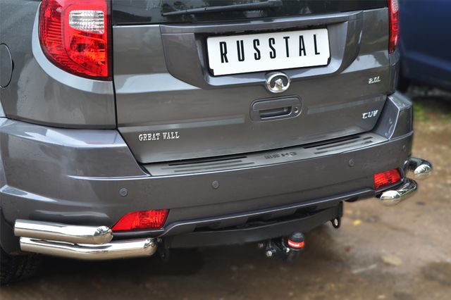 Защита RusStal заднего бампера уголки d63/d63 для Great Wall Hover H3 2011-2014. Артикул GH3Z-001411