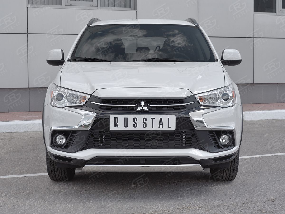 Защита РусCталь переднего бампера d75х42 дуга для Mitsubishi ASX I 2й рестайлинг 2016-2020. Артикул MASZ-002957