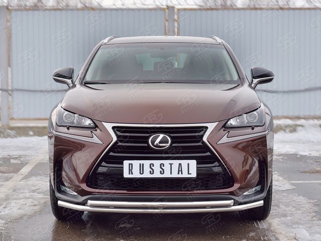 Защита RusStal переднего бампера d42 секции-d42 дуга для Lexus NX200 2014-2017 (кроме F-Sport). Артикул LNXZ-002575