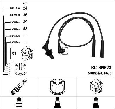 Высоковольтные провода (провода зажигания) (комплект) NGK. Артикул 8493