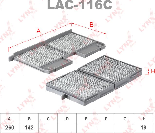 Салонный фильтр LYNXauto для Toyota Camry 20 (V20, XV20) 1996-2002. Артикул LAC-116C