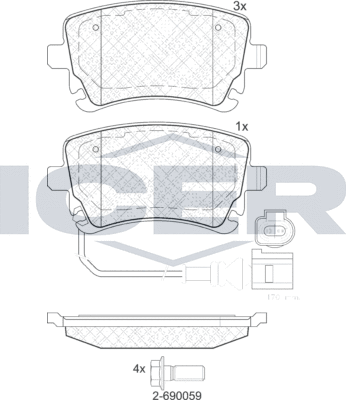 Тормозные колодки Icer. Артикул 181674-203