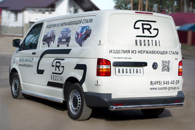 Защита RusStal заднего бампера d63 для Volkswagen Transporter T5 kasten 2003-2009. Артикул VTRZ-000606