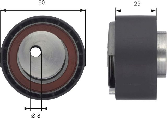 Натяжной ролик (натяжитель) ремня ГРМ Gates PowerGrip® для Jeep Compass II 2017-2026. Артикул T43055