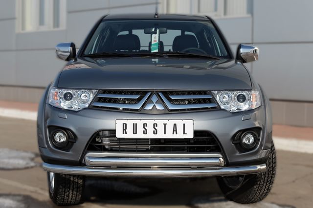 Защита RusStal переднего бампера d63 (секции) d63 (дуга) для Mitsubishi L200 IV рестайлинг 2013-2015. Артикул MLZ-002035