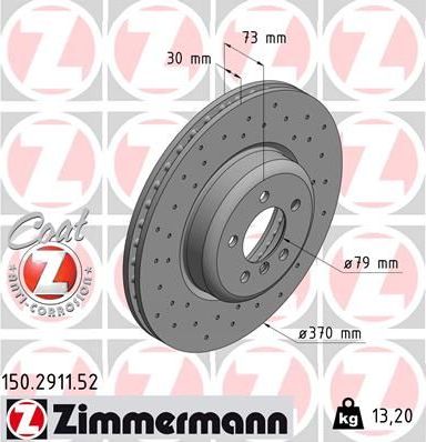 Тормозной диск Zimmermann SPORT Z. Артикул 150.2911.52